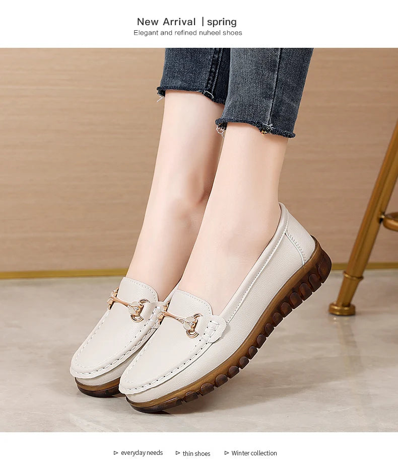 2024 New Classic Leather for Women Fashion Casual Comfortable Loafers Ladies Women Flat Soft Shoes - reetell