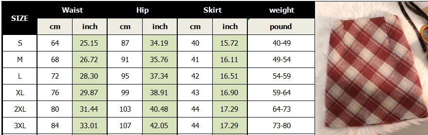 Vintage Fashion Autumn Winter New Woolen Women Plaid Pleated High Waist Korean Preppy Style Slim Mid-length A-line Bag Hip Skirt - reetell