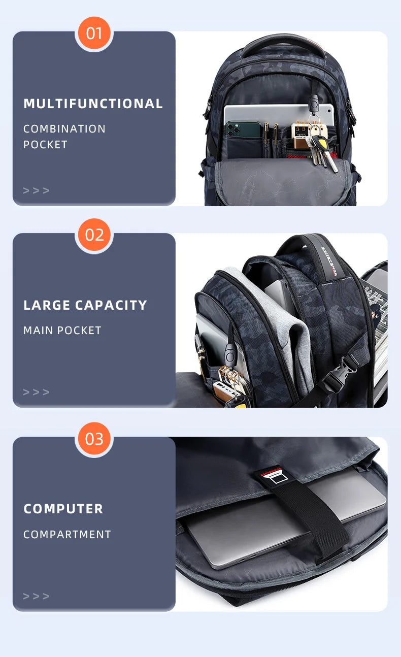 2024 New Waterproof Man Backpack Fit 17inch Laptop USB Charging Backpack Women Oxford Travel Male Bag Vintage School Bag Mochila