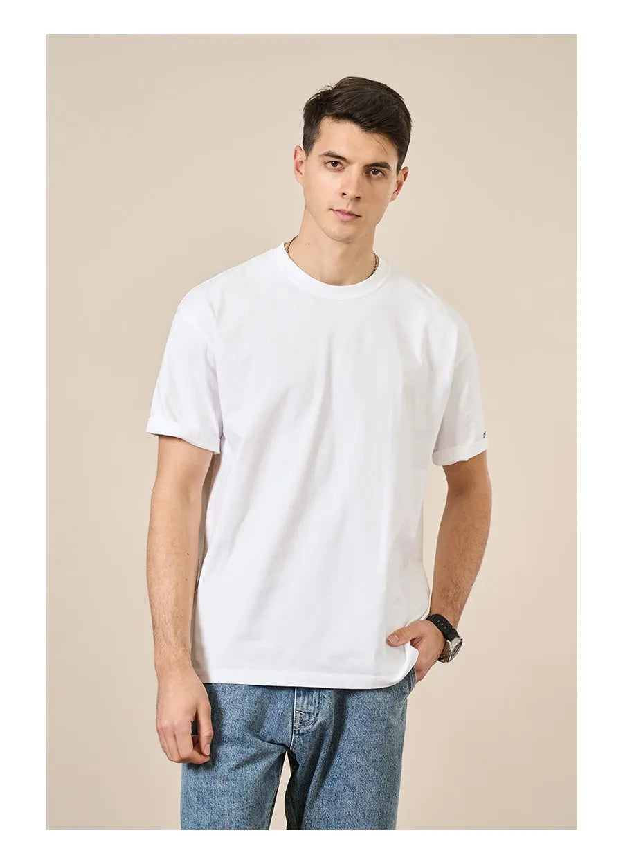 SIMWOOD 2024 Summer New 100% Cotton White Solid T Shirt Men Causal O-neck Basic T-shirt Women High Quality Classical White Tops