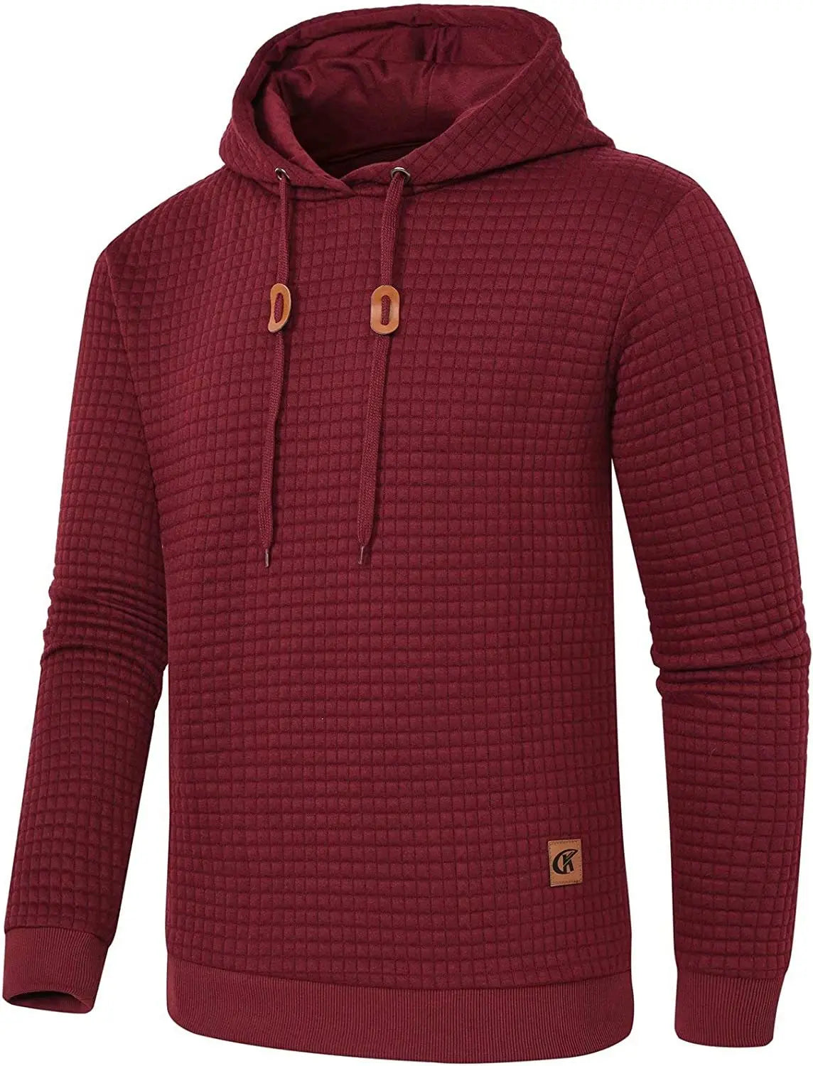 Men Autumn Casual Hoodies Long Sleeve Drawstring Pullover Sweatshirt Tracksuit Hooded Sweatshirts Streetwear with Plaid Jacquard - reetell