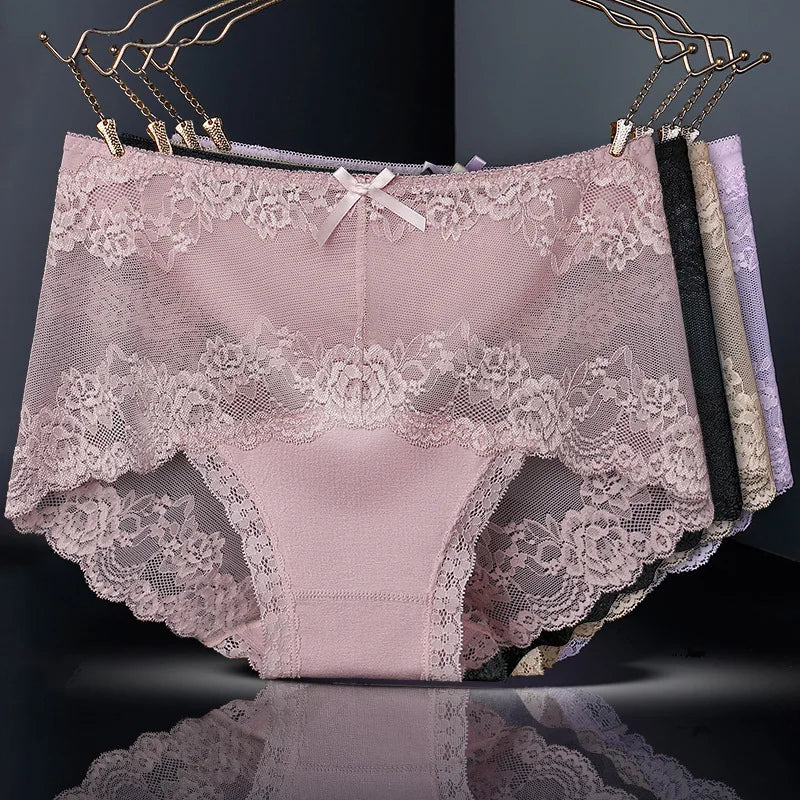 12 Pieces Women's Underwear Sexy Lace Panties Female Underpants  Comfy Elegant Briefs Transparent Light Breathable Lingerie - reetell