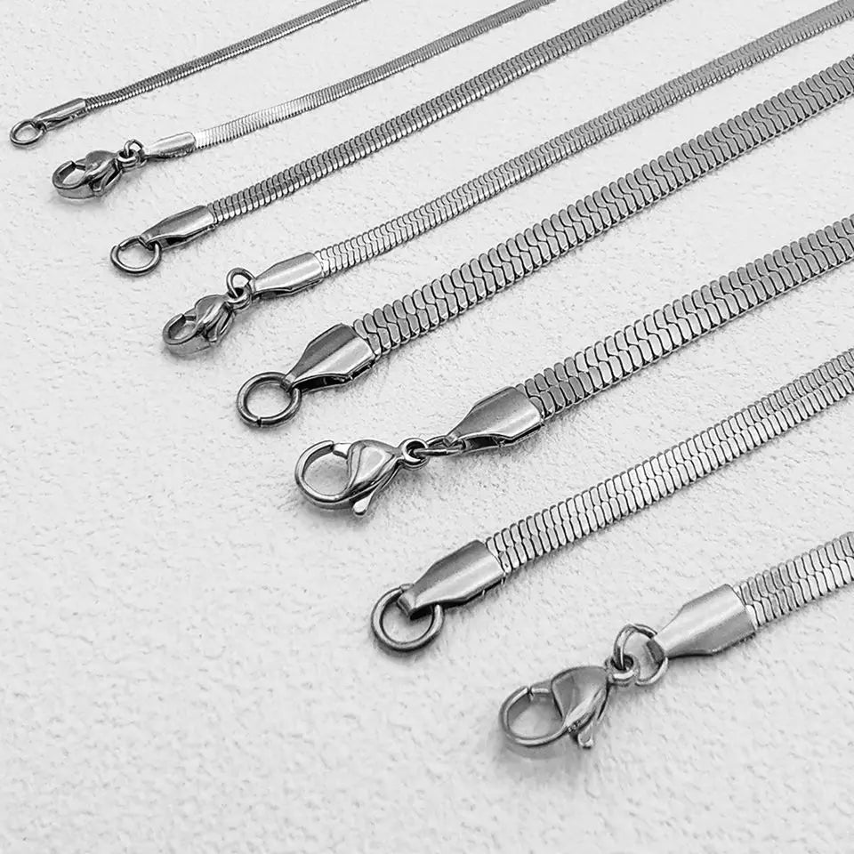 eManco Unisex Snake Chain Necklace Silver Color Choker Stainless Steel Herringbone Chain Necklace For Women Jewelry Wholesale