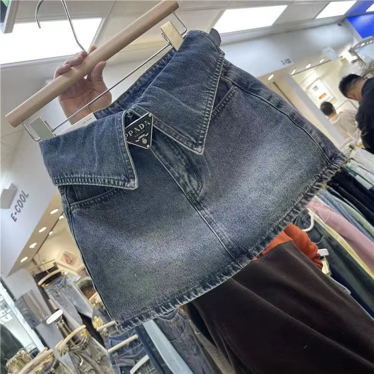 Fashion High Waist Denim Mini Skirt Women's 2023 Summer New Fashion Button Zipper Slim Fit Korean Street  Casual A-line Skirt - reetell