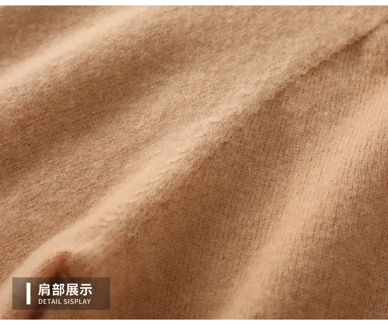 Spring Autumn 100% Merino Wool Pullover Sweater Cashmere Knitwear Men Mock-Neck Long-sleeve Basic Clothing Grace Tops - reetell