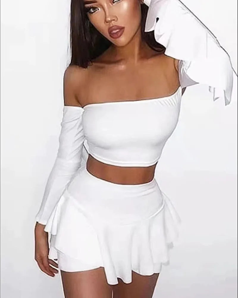 Ball Gown Skirt Women Summer Fashion Elegant Asymmetrical Ruffles Solid Mini Skirt Korean High Waist Sexy All Match A Line Skirt - reetell