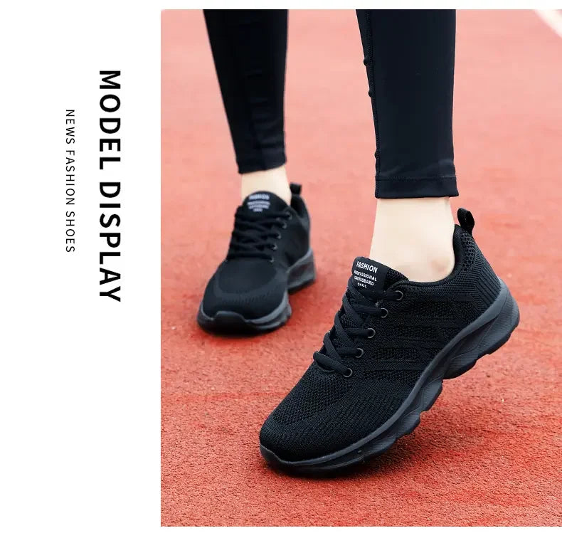 Woman Sneakers Casual Shoes 2023 New Breathable Walking Mesh Lace Up Flat Vulcanized Shoes Women Tenis Running Shoes for Women