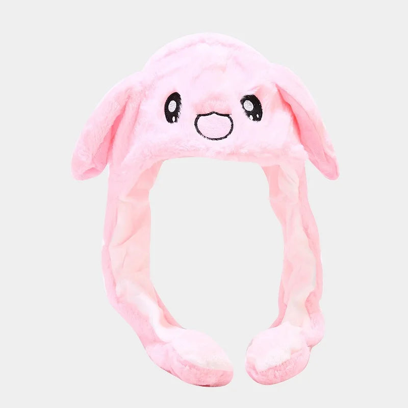 2022 New Rabbit Women's Hat Beanies Plush Can Moving Bunny Ears Hat with Earflaps Movable Ears Boys Girls Children's Animal Caps