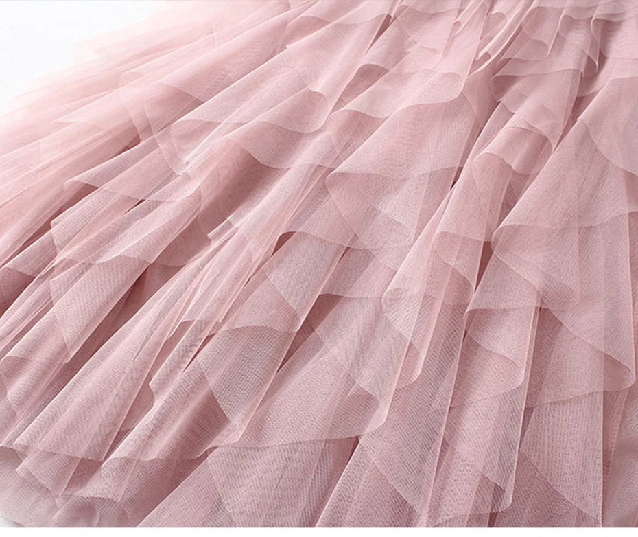 Tutu Tulle Long Maxi Skirt Women Fashion 2022 Korean Cute Pink High Waist Pleated Skirt Mesh Female Lady Aesthetic Faldas - reetell