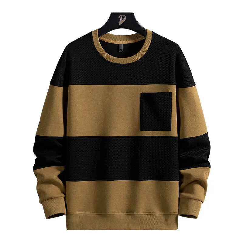 2024 Spring Men Stripe Sweatshirt Cotton Oversized Hoodies Men Long Sleeve O-Neck Pullovers Male Streetwear Fashion Tops 6Xl 8Xl - reetell