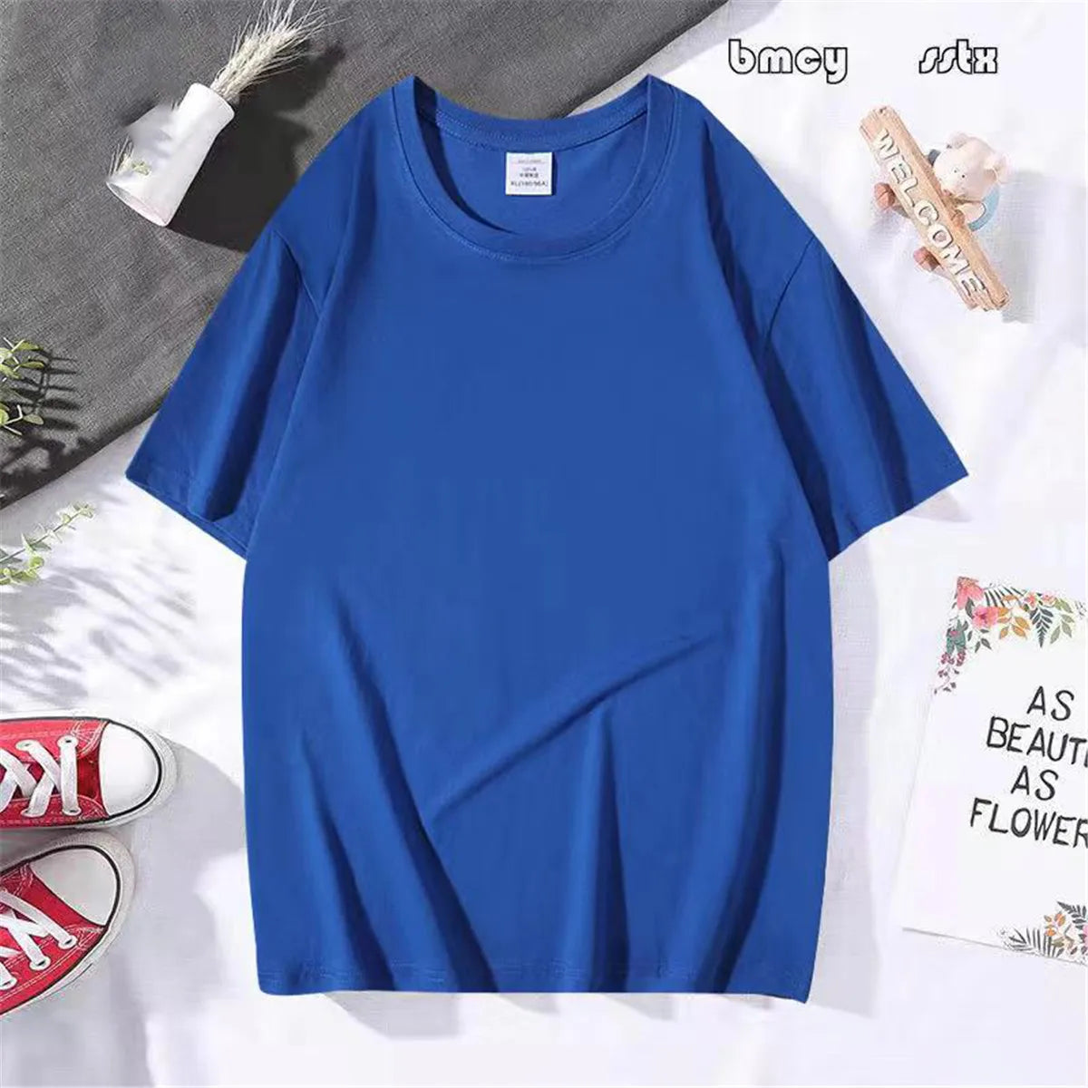 220 Gsm 100% Cotton Solid T Shirt Summer Fashion Men's T Shirt Short Sleeve Classical Tee Mens Hip Hop Oversized Tops Tee Male