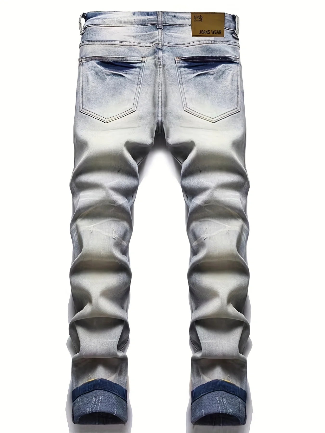 Men's Vintage Style Jeans European and American printed graffiti distressed washed and distressed jeans For Males - reetell