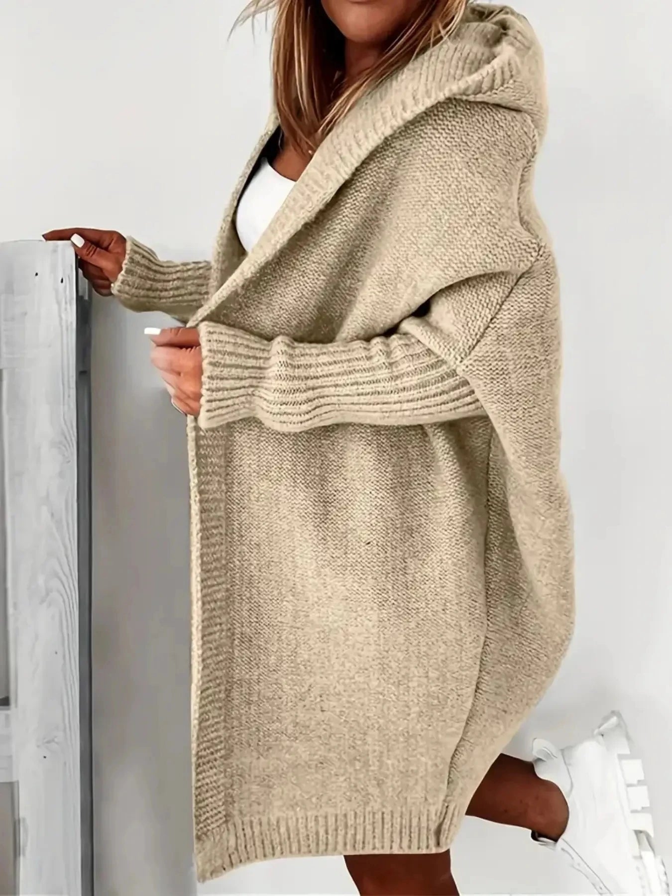 Hooded Knitted Cardigan Long Sleeve Casual Sweater For Winter & Fall Women's Clothing - reetell