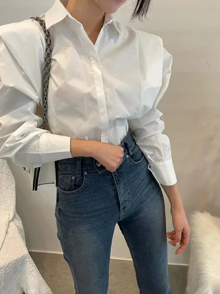 Women's Shirt Autumn 2023 New Chic Long-Sleeve Loose Blouses Street Elegant Tops Shirt OL office women blouses and tops shirts - reetell