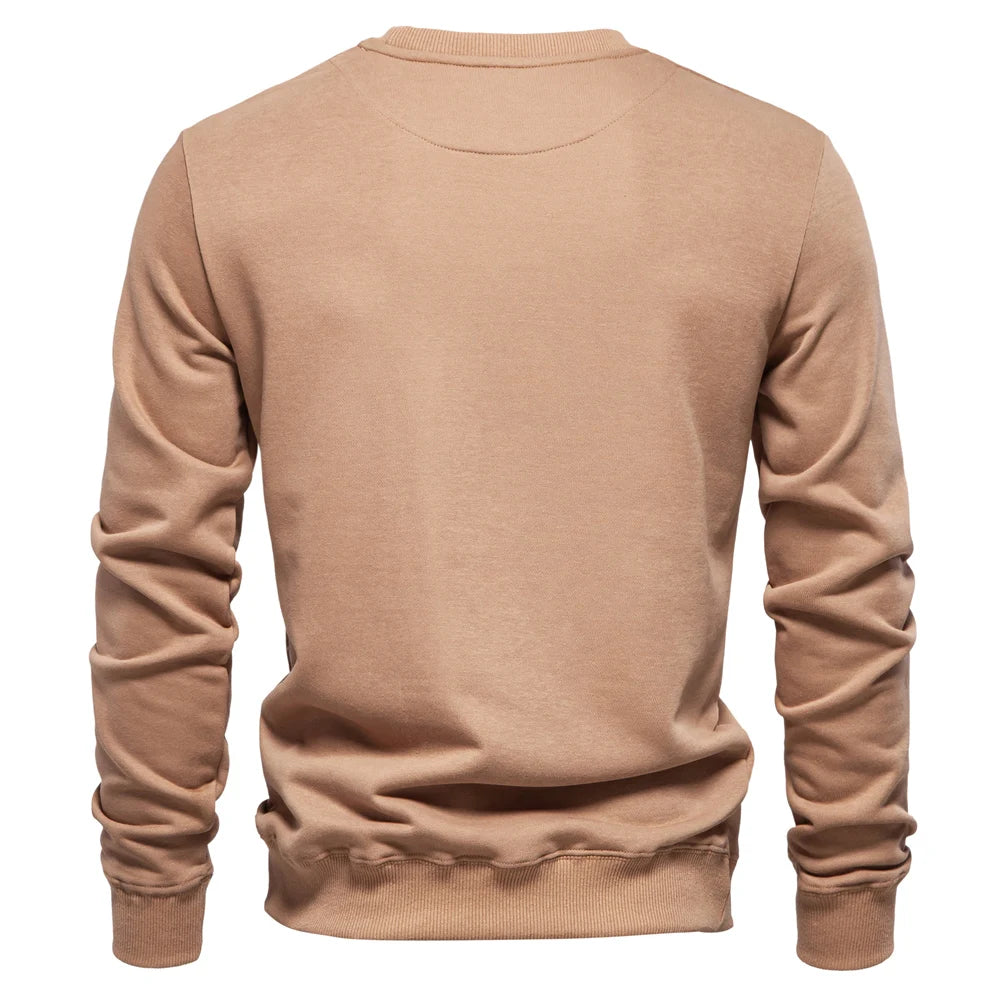 AIOPESON Cotton-blend Mens Crew Neck Solid Color Sweatshirts Pullover Casual Sport Sweatshirt for Men - reetell