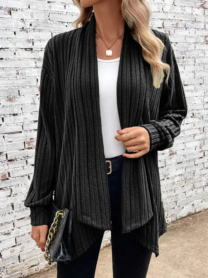 Autumn and Winter New Women's Long Sleeve Solid Loose Cardigan Coat Women - reetell