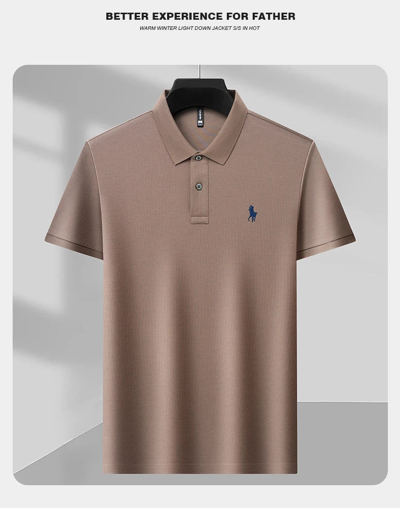 Luxury Brand Embroid Men's Polo Shirt 100Cotton Horse Pattern Half Sleeve Breathable T-Shirt Summer Korean Business Casual Men's