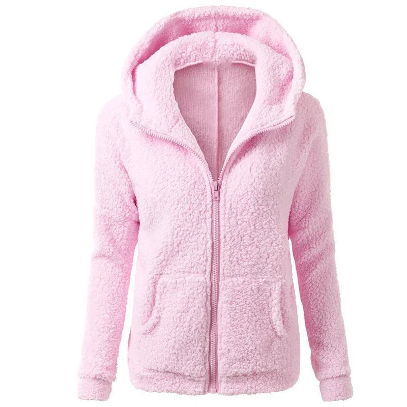 Autumn Winter Warm Jacket Women hoodie Hooded 2024 Casual Female Hoodies Sweatershirt Zipper Coat Solid Soft Fleece Women Coat - reetell