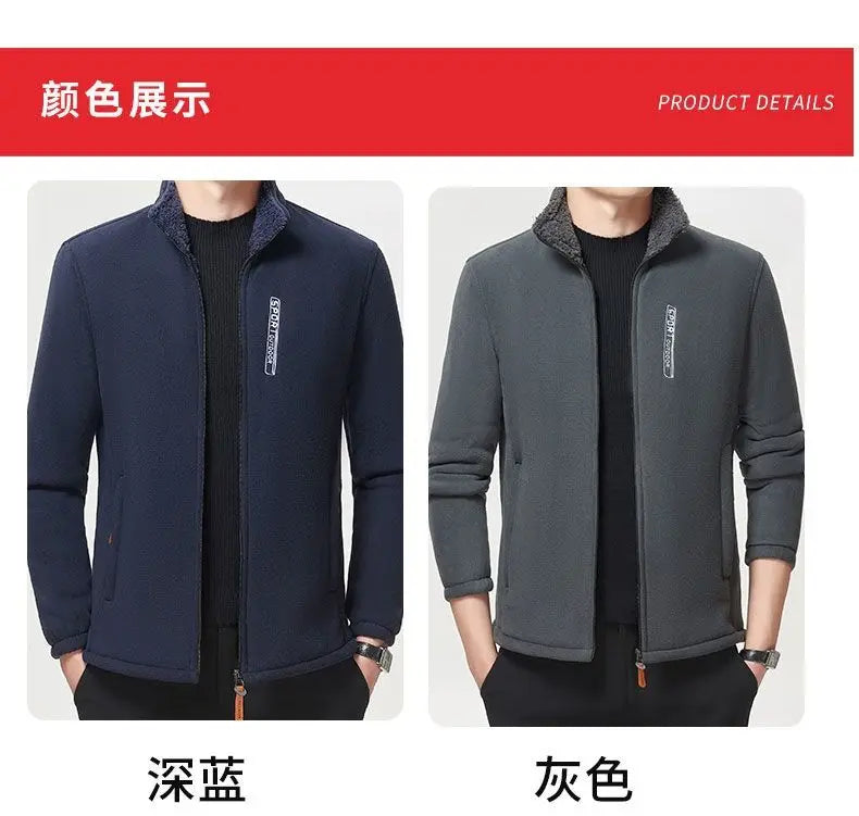 Winter Men Outdoor Fleece Jacket Casual Polar Fleece Cold-Proof Thickened Coat Lightweight Windproof Zipper Cardigan Warm Jacket - reetell