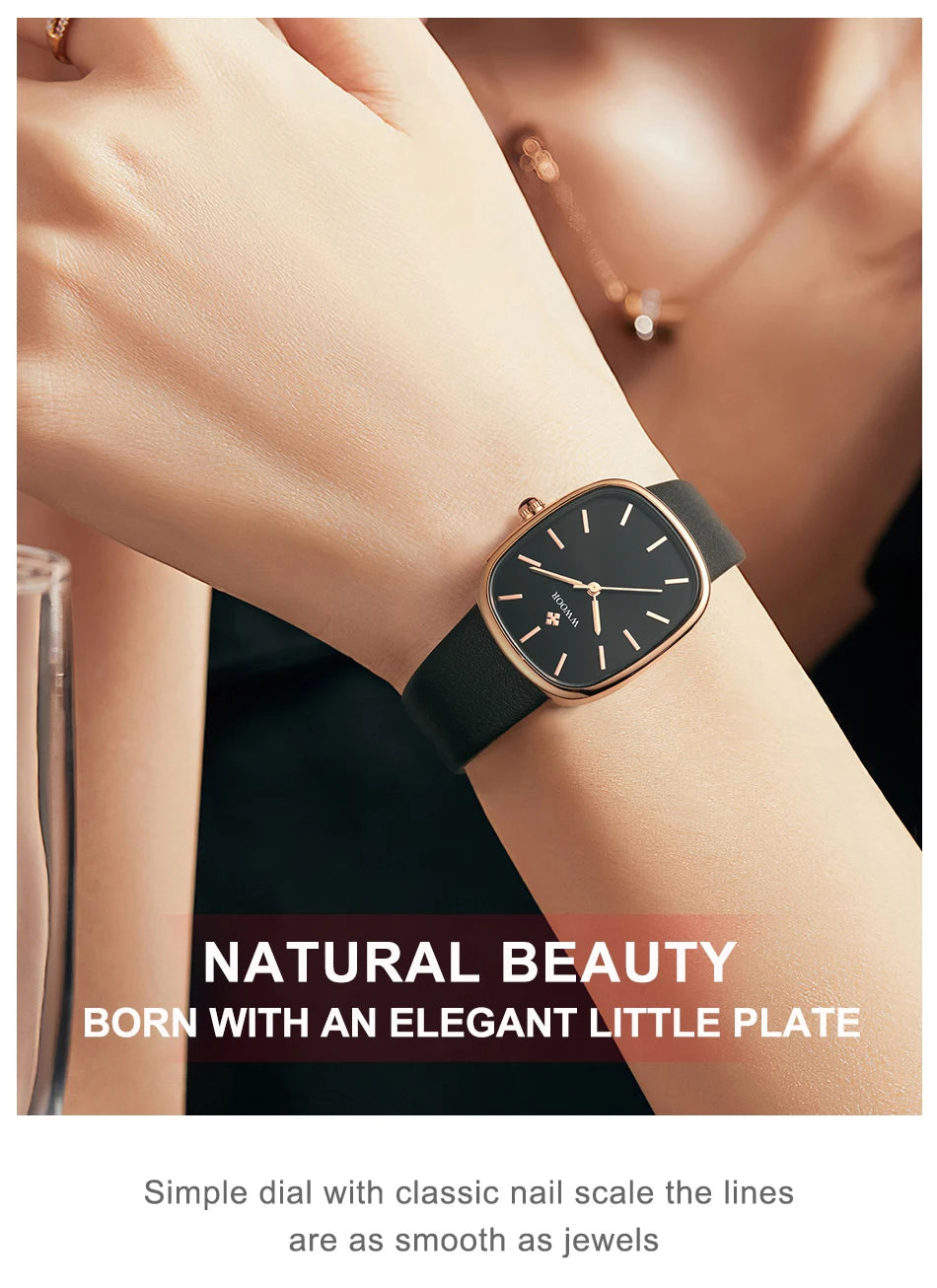 WWOOR 2024 Women Watch Fashion Leather Quartz Bracelet Watch Top Brand Luxury Waterproof Ladies Wristwatch Montre Femme Feminino