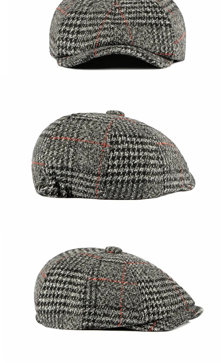 Autumn Winter Men's Newsboy Hat Wool Blend Male Beret Men And Women England Gatsby Retro Hat Driver Flat Cap