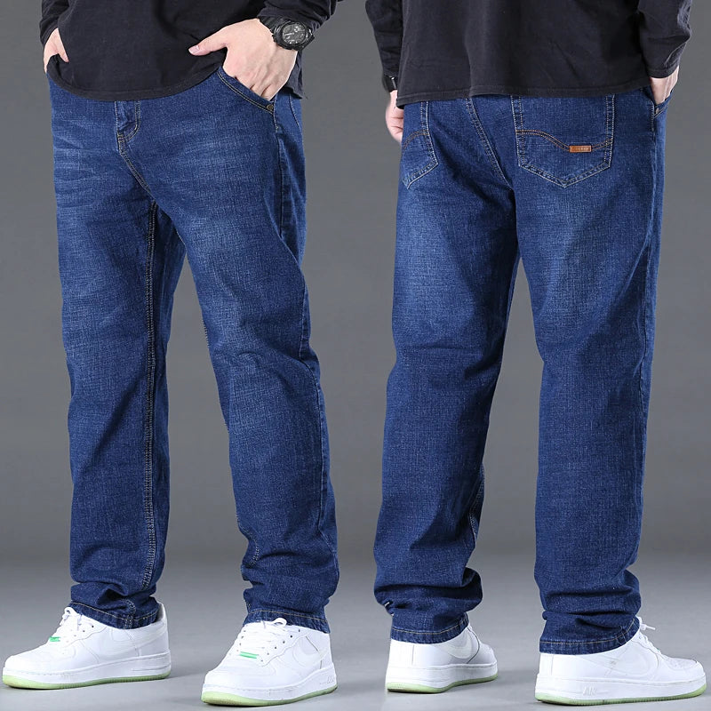 Men's Jeans Pants Big Size 50 High Stretch Denim Fabric Large Size Pants for 45-150kg Jeans Hombre Wide Leg Jeans Pantalon Homme - reetell