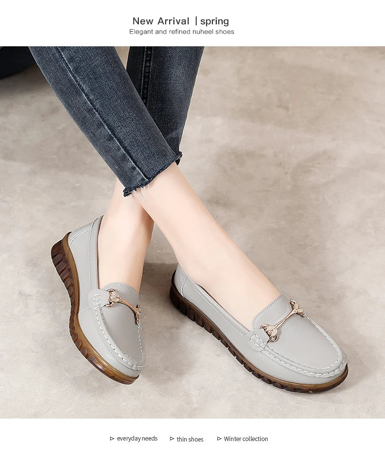 2024 New Classic Leather for Women Fashion Casual Comfortable Loafers Ladies Women Flat Soft Shoes - reetell