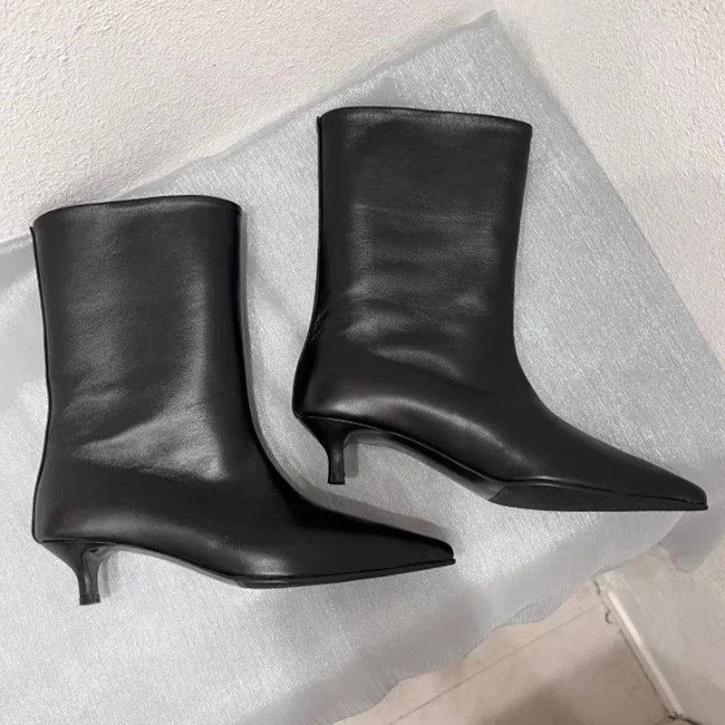 Pointed Toe Ankle Boots Women Heels Shoes Designer Brand Autumn Winter Fashion Party Shoes Goth Chelsea Botas Zapatillas Mujer