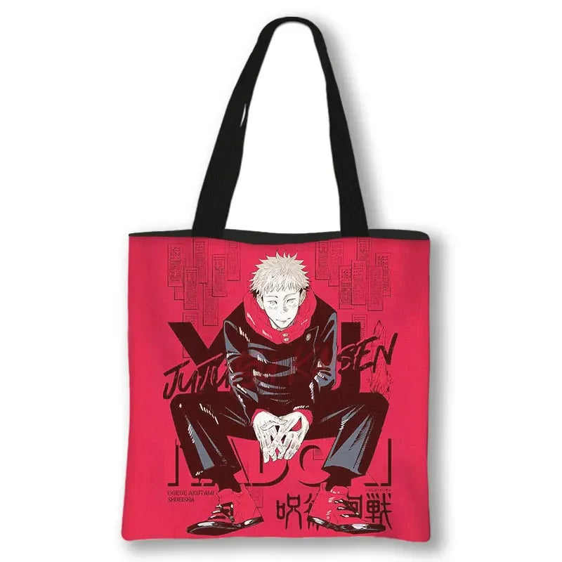 Japanese Anime Jujutsu Kaisen Tote Bags Gojo Satoru Tops Yuji Itadori Girls Shoulder Bag Women Handbag Beach Party Shopping Bag