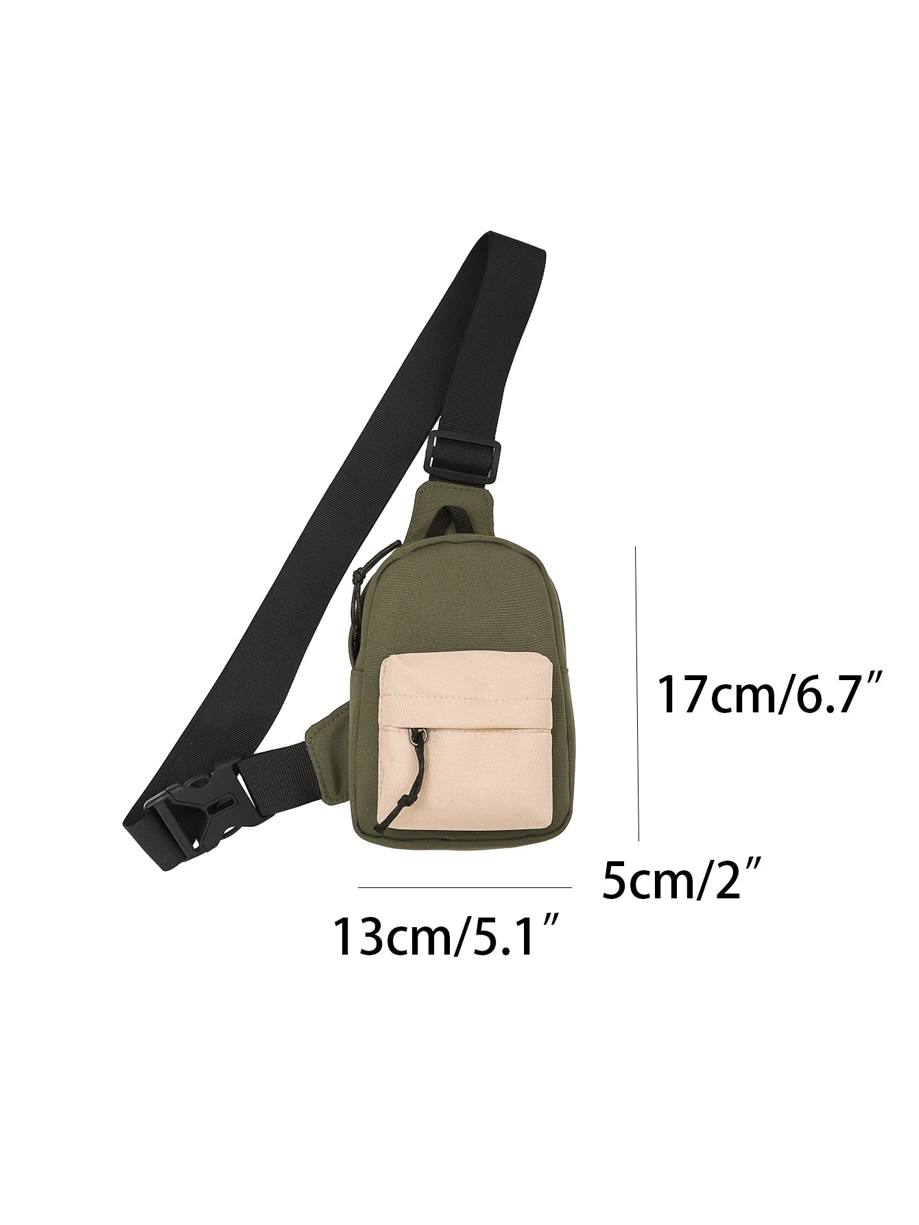 VC Trendy Contrasting Mini Chest Bag for Men Fashion Nylon Men's Lightweight Crossbody Bag Unisex Casual Street Phone Sling Bags