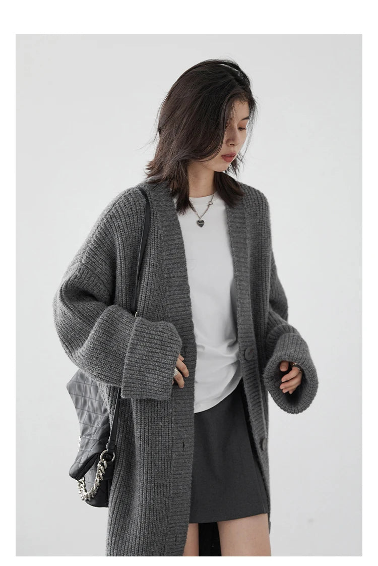 CHIC VEN Fashion Women Cardigan Solid Single Breasted New Loose Long Casual Knitted Sweater Female Jumpers Spring Autumn 2024 - reetell