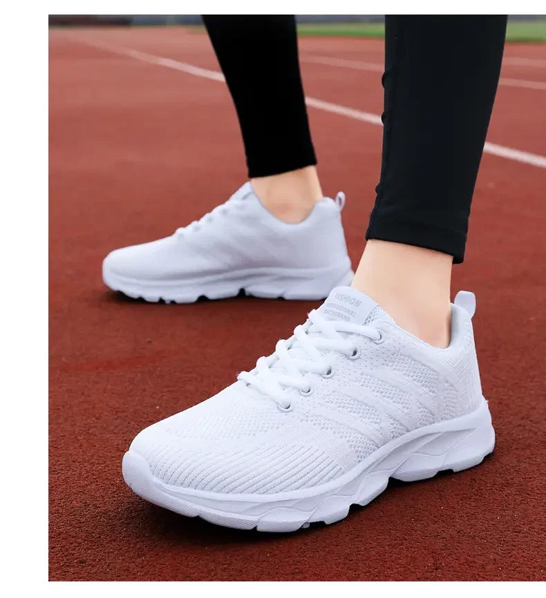 Woman Sneakers Casual Shoes 2023 New Breathable Walking Mesh Lace Up Flat Vulcanized Shoes Women Tenis Running Shoes for Women