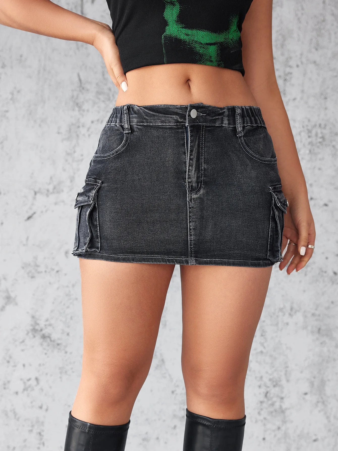 2024 European and American Summer New Denim Skirt Women's Retro Stretch Tight-fitting Cargo Pocket Hip Skirt Women - reetell