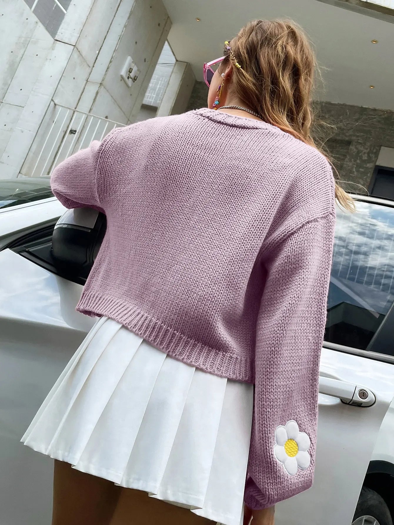 Autumn Knitted Cardigan Flower Embroidery Women Sweater Flower Sweater Cardigan Lantern Sleeve Fashion Jumper Coats Outerwear - reetell