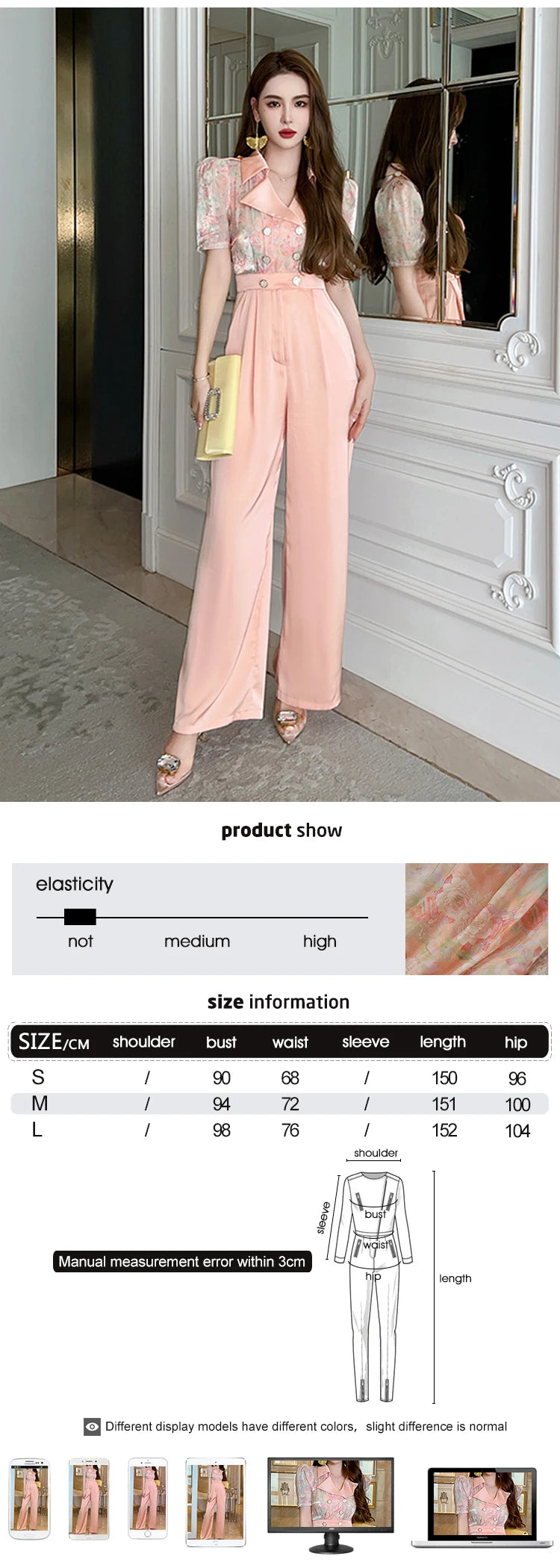 Satin Elegant Office Women Jumpsuits Formal Vintage Floral Puff Sleeve Pocket Party Female Mujer Wide Leg Loose Rompers Summer