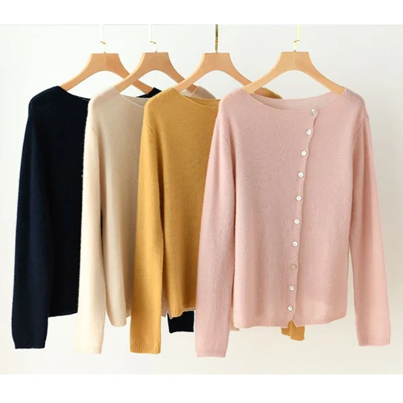 Autumn Winter Sweater Women Elegant Button Design Knitted Cardigans For Women Casual Sweaters - reetell