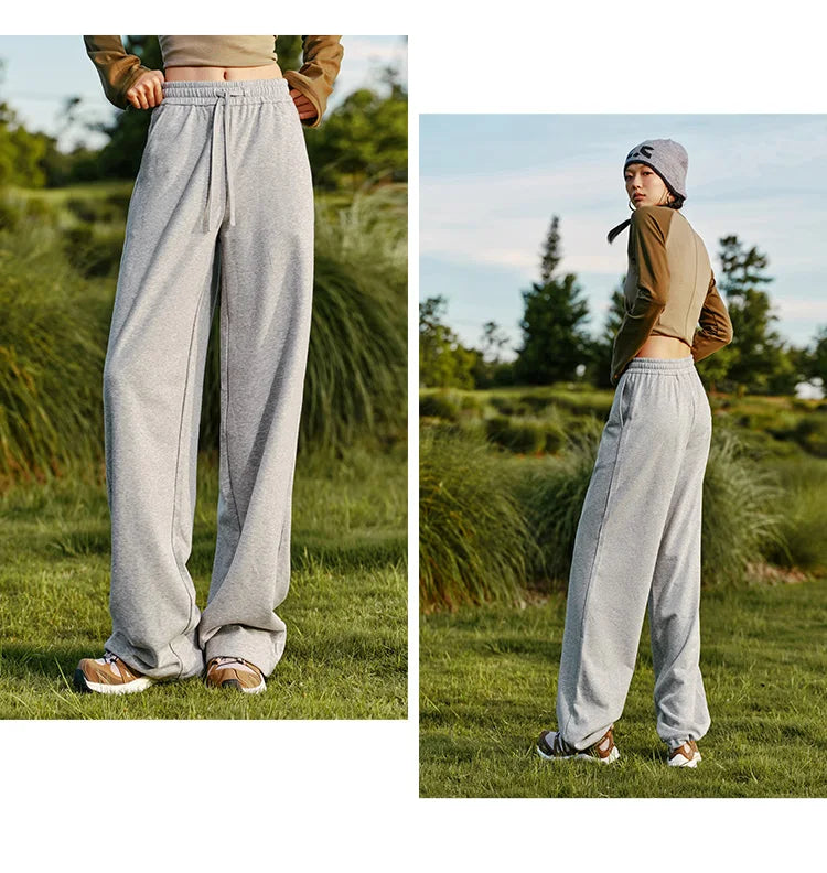 Semir Casual Pants Women Cover Flesh Wide-Leg Pants Simple Temperament Lazy Style Solid Color Versatile Long Pants - reetell