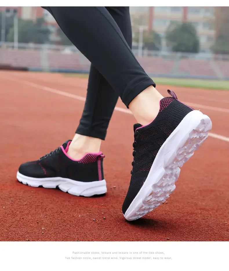 Woman Sneakers Casual Shoes 2023 New Breathable Walking Mesh Lace Up Flat Vulcanized Shoes Women Tenis Running Shoes for Women