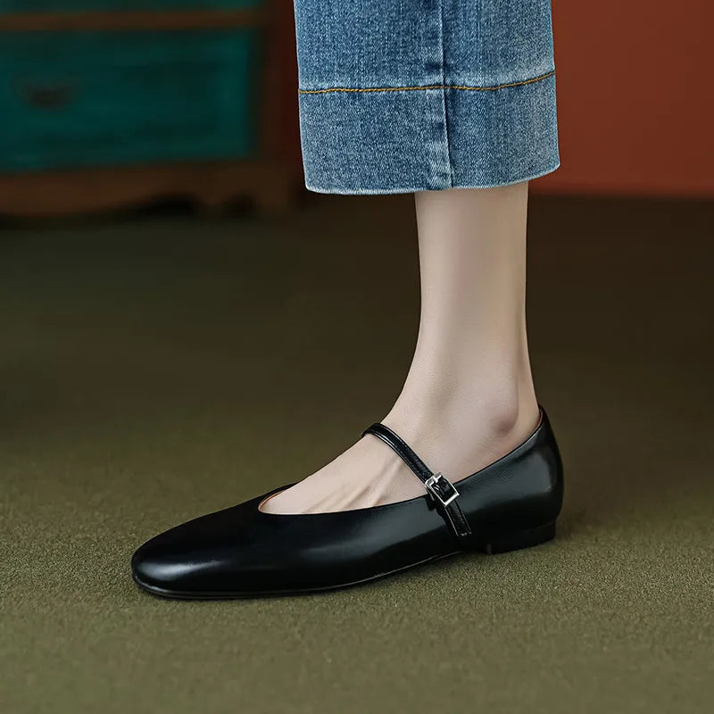 FEDONAS Concise Comfortable Casual Women Flats Spring Summer Office Ladies Genuine Leather Mary Janes Shoes Woman Retro Style