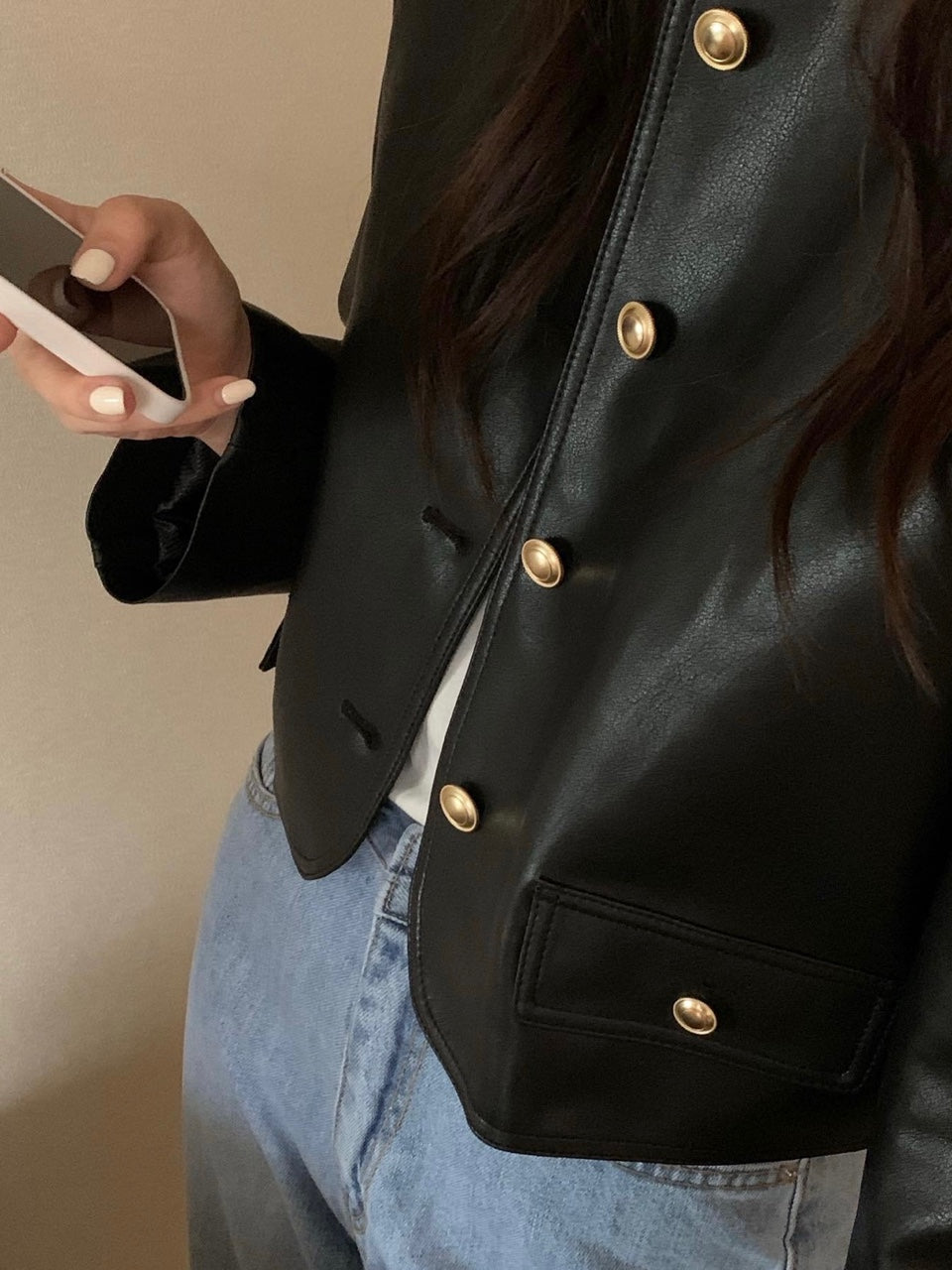 Korean style Black Jackets Women  New Fashion Vintage Single Breasted Leather Jacket Women Streetwear O Neck Short Jackets