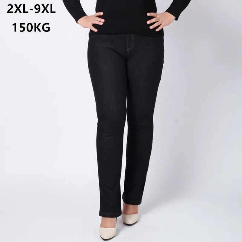 High Waisted Slim Fit Jeans Female Stretched Plus Size 150KG 6XL 7XL 8XL 9XL 5XL Lady150KG Denim Pants Oversized Women Trousers - reetell