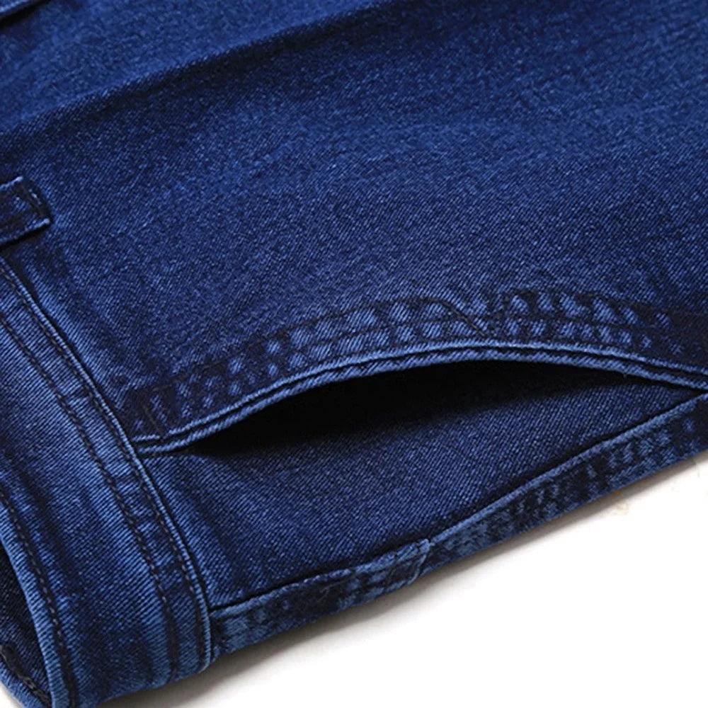 Size 30-45 Men Business Jeans Classic Male Stretch Jeans Plus Size Baggy Straight Men Denim Pants Cotton Blue Work Jeans Men - reetell