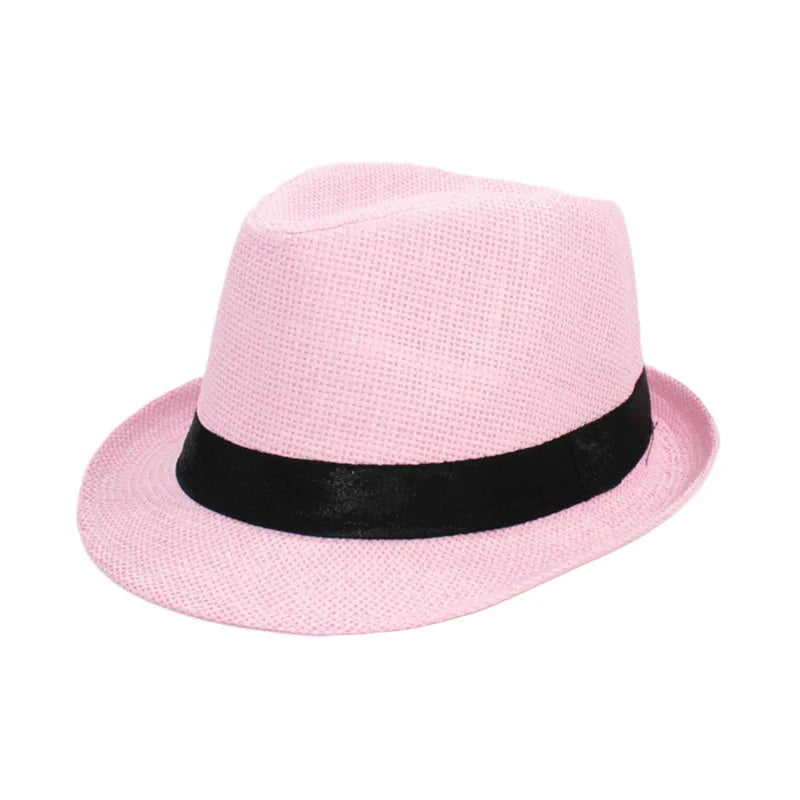 Linen Panama Solid  Jazz Hat Cowboy  Men's Women's Children's British Sun Hat