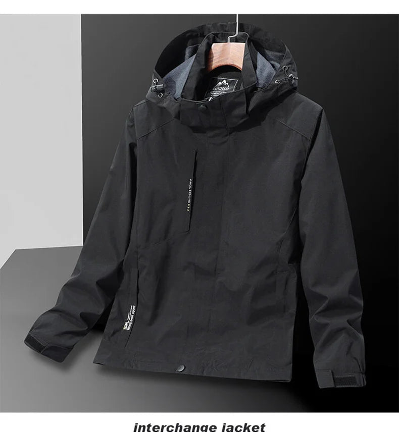 Casual Men's Lightweight Windbreaker Jacket Spring and Autumn Waterproof Work Hooded Sports Raincoat Unisex Camping Travel Coat - reetell