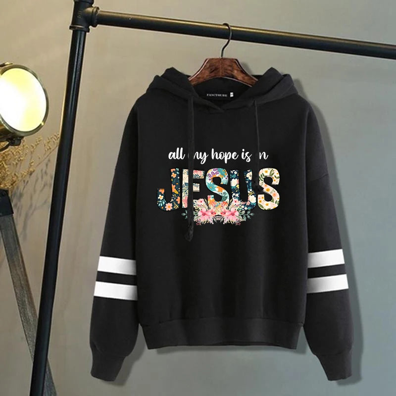 Women/Mens Hoodies All My Hope Is In Jesus Print Hoodies Sweatshirt Winter Casual Streetwear Clothes Plus Size Tops - reetell