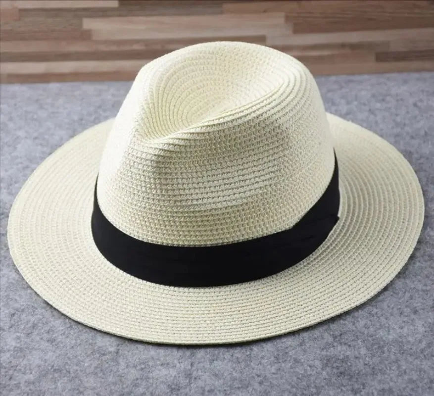 Large Size XL61-64cm Panama Hats Men Women Beach Wide Brim Straw Hat Lady Summer Sun Hats Plus Size Fedora Hat 55-57cm 58-60cm