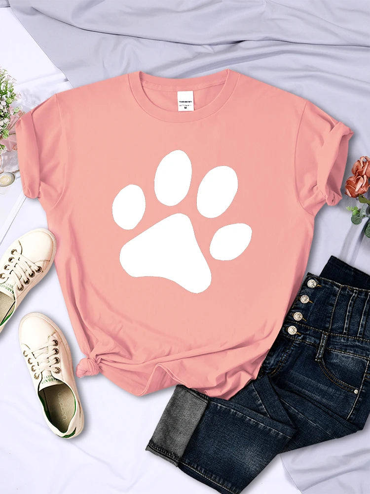 Funny Puppy Paw T Shirt For Women Street Personality Trend Tops Casual Vintage Tee Clothing Breathable O-Neck Womens T-Shirts - reetell