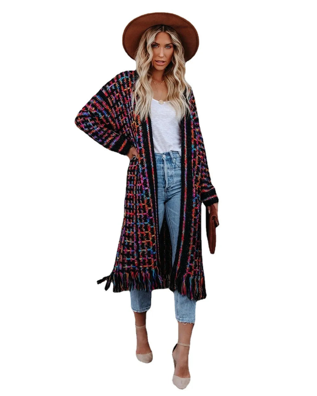 2023 Winter New Large Size Fringe Long Cardigan Coat Sweater Knitted Cardigan Women Korean Fashion Streetwear Cardigan - reetell