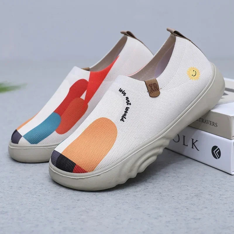 Spring and Autumn New Casual Sports Women's Shoes Breathable Soft Sole Painted Fashion Hiking Women's Shoes