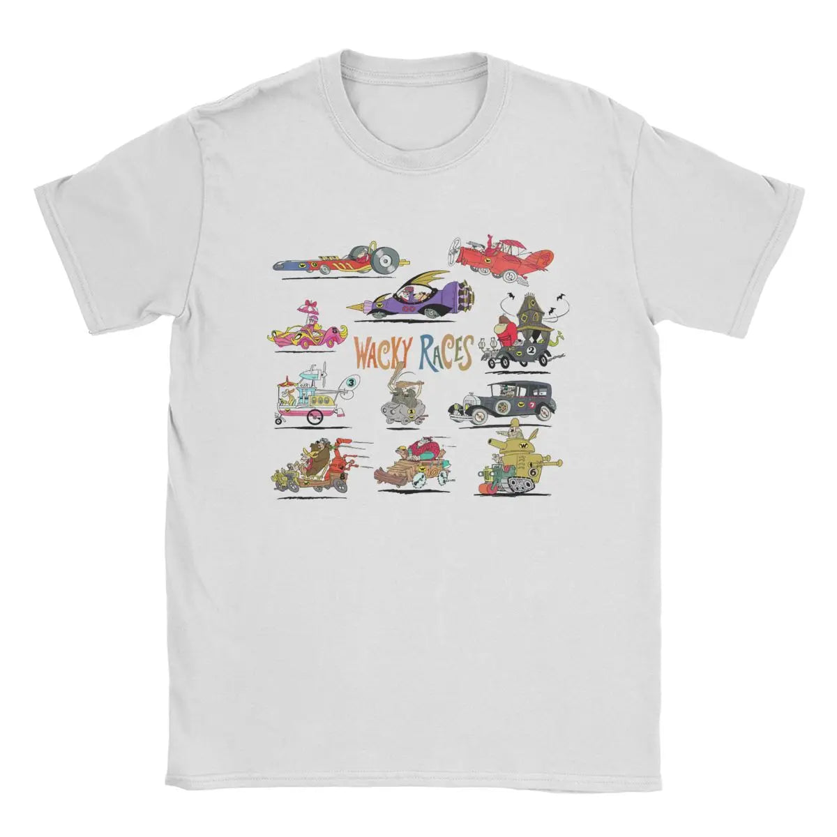 60s Wacky Races T Shirts Men 100% Cotton Leisure T-Shirt O Neck Tee Shirt Short Sleeve Clothing 4XL 5XL 6XL